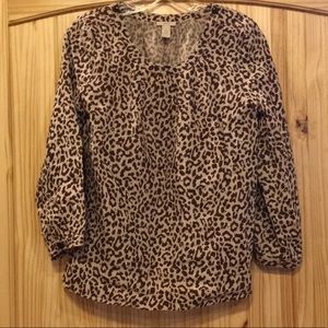 J Crew cotton leopard print top Sz 4 fits like 6 8